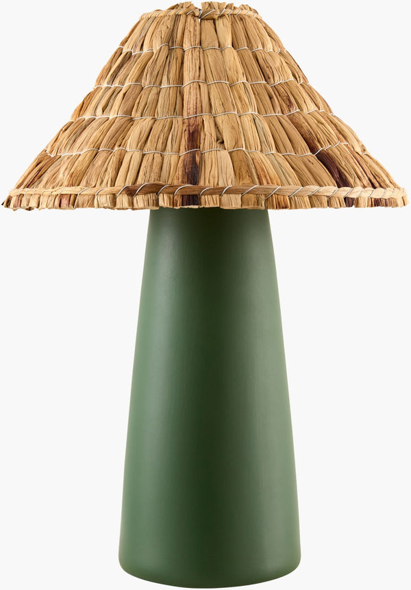 Livabliss Vikundu Hand-painted Ceramic Table Lamp with Seagrass Shade Warm Amber Glow VKD-001