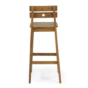 English Elm Christopher Knight Home® - ASHLYN Acacia Barstools Set of 2 - Rustic Teak Finish Outdoor/Indoor Stools with Backs, 400 lb Capacity 71890.00