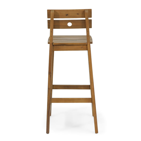 English Elm Christopher Knight Home® - ASHLYN Acacia Barstools Set of 2 - Rustic Teak Finish Outdoor/Indoor Stools with Backs, 400 lb Capacity 71890.00