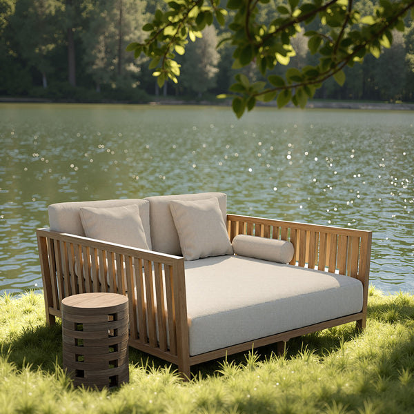 Zuo Modern Teras Daybed - Stylish Modern Design With Olefin Fabric And Acacia Wood For Indoor & Outdoor Comfort Gray 100% Olefin,Acacia Wood 704099-zuo-modern