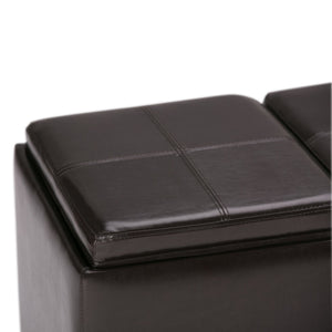 English Elm Avalon Storage Ottoman - Tanners Brown Faux Leather With Trays, Stylish Accent For Any Space B136P159779