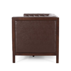 English Elm Christopher Knight Home® - 3 Seater Sofa - Contemporary Mid-Century Design With Button-Tufted Comfort, Dark Brown Pu Upholstery 72144.00ADBRN_72144.00BDBRN