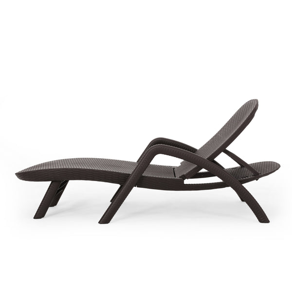 English Elm Christopher Knight Home® - MIKAEL Chaise Lounge Dark Brown Polypropylene 3D Wicker Weather-Resistant Handcrafted Outdoor Seating 68020.00DBRN