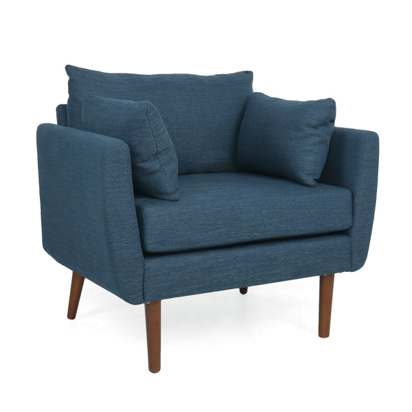 English Elm Christopher Knight Home® - CLUB Club Chair Upholstered Fabric Accent Chair with Walnut Birch Legs, Modern Sophisticated Seating Appeal Navy Blue 30.25 L x 25.75 W x 21 H 71573.00NBLU