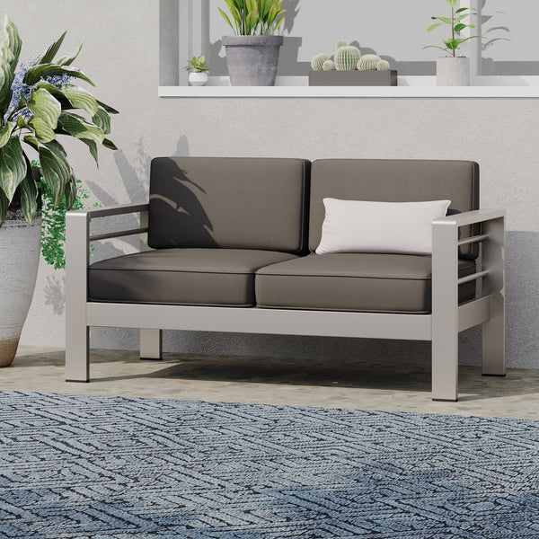 English Elm Christopher Knight Home® - CAPE Coral KD Loveseat with Aluminum Frame, Water-Resistant Cushions, 600lb Capacity, Compact khaki 56348.00