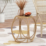 Christopher Knight Home® Boho Wicker Drum Side Table for Outdoor Patio - Durable Polyethylene Rattan, Metal Frame, 20