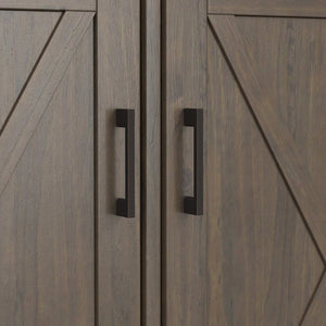 English Elm Ela Wide Storage Cabinet in Smoky Brown – Handcrafted Solid Wood, 3 Shaker Doors, Adjustable Shelves, 60" B136P158608