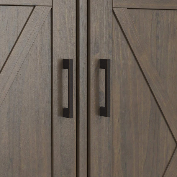 English Elm Ela Wide Storage Cabinet in Smoky Brown – Handcrafted Solid Wood, 3 Shaker Doors, Adjustable Shelves, 60" B136P158608