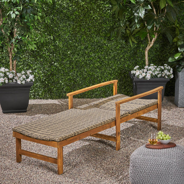 English Elm Hampton Acacia Hardwood Wicker Outdoor Chaise Lounge with Five Reclining Positions 63763.00