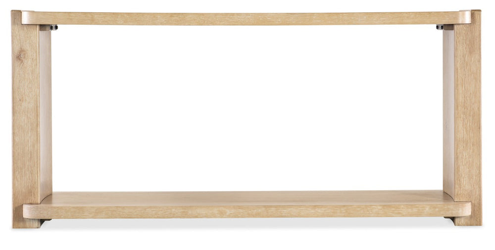 Hooker Furniture Retreat Sand Dune Console Table With Interlocking Block Legs, Oak Veneer Grain & Lower Shelf (69.25") 6950-80451-80