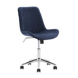 Homelegance By Top-Line Caspian Velvet Ripple Pattern Office Chair Blue Velvet