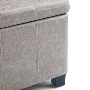 English Elm Dover Storage Ottoman Bench - Versatile Distressed Grey Taupe Faux Leather With Hidden Storage B136P159040