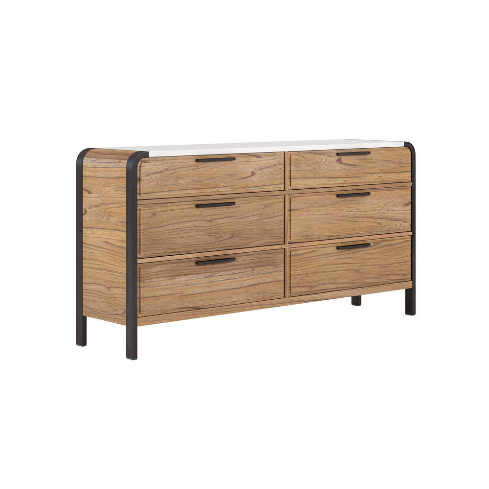 A.R.T. Furniture Portico Six Drawer Dresser - Contemporary White Plaster & Sienna Finish With Cedar Lined Storage Brown, White Parawood Solids,Mindi Veneers,Steel 323131-3351