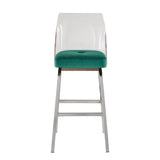 Homelegance By Top-Line Darrion Velvet Bar Height Swivel Stools (Set of 2) Teal Metal