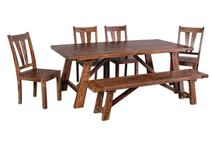 Porter Designs Kalispell Solid Sheesham Wood Dining Table - Handcrafted Arts & Crafts Elegance Brown Wood 07-196-01-2439