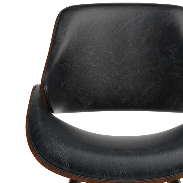 English Elm Malden Bentwood Dining Chair - Distressed Black Vegan Leather, Mid-Century Modern Comfort & Style B136P158902