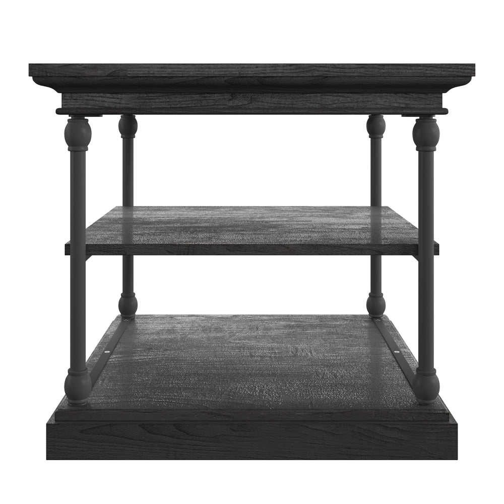 Homelegance By Top-Line Miranda Cornice Accent Storage Side Table Black Engineered Wood