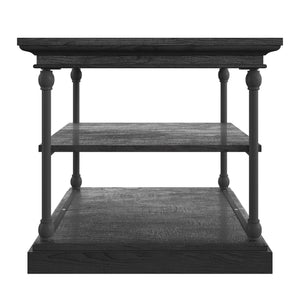 Homelegance By Top-Line Miranda Cornice Accent Storage Side Table Black Engineered Wood