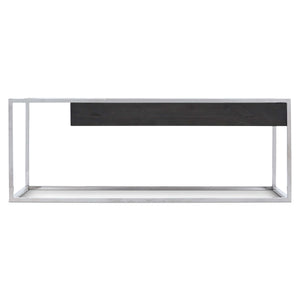 Bernhardt Bernhardt Beacon Cocktail Table — Distressed Pine Drawer & Polished Stainless Frame, Sculptural Storage (52"W) 303021C