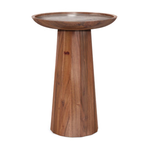 English Elm Dayton Handcrafted Wooden Accent Table with Sculptural Textured Finish — Multipurpose End or Side Table Dark Brown B136P158436