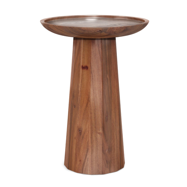 English Elm Dayton Handcrafted Wooden Accent Table with Sculptural Textured Finish — Multipurpose End or Side Table Dark Brown B136P158436