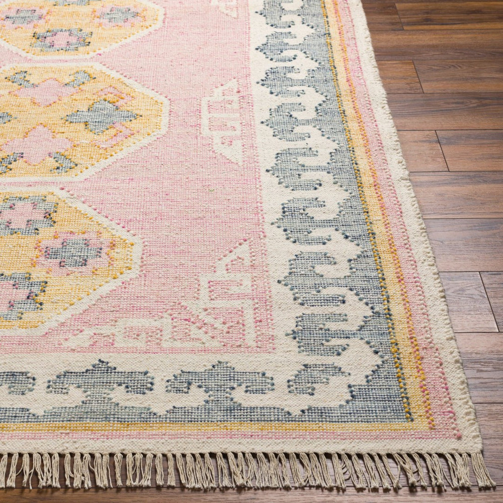 Livabliss Valerie Hand-woven Wool Flatweave Rug with Fringe Trim for Entryways and Small Spaces Ivory, Mauve 2' x 3' VLA2300-23