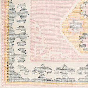 Livabliss Valerie Hand-woven Wool Flatweave Rug with Fringe Trim for Entryways and Small Spaces Ivory, Mauve 2' x 3' VLA2300-23