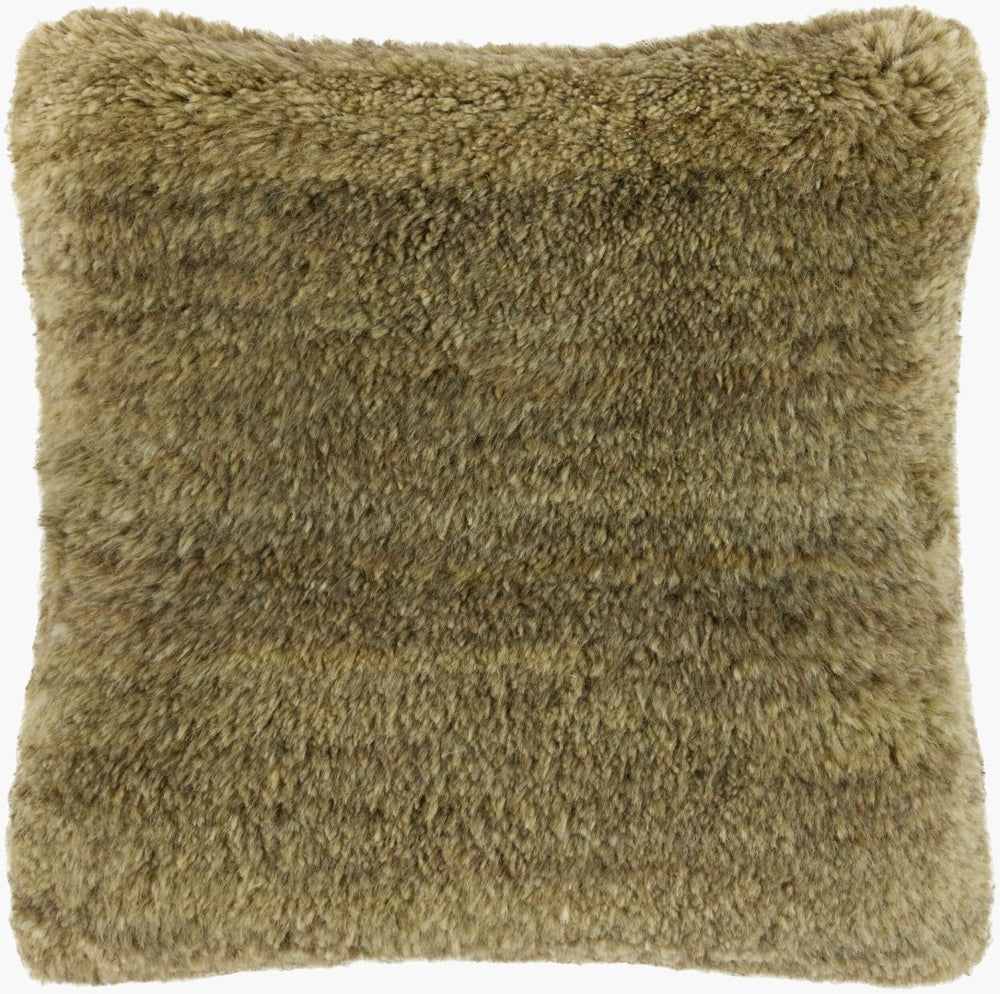 Surya Velan Handcrafted Cotton Wool Blend Square Accent Pillow for Sofa or Armchair VLAN004-2020D
