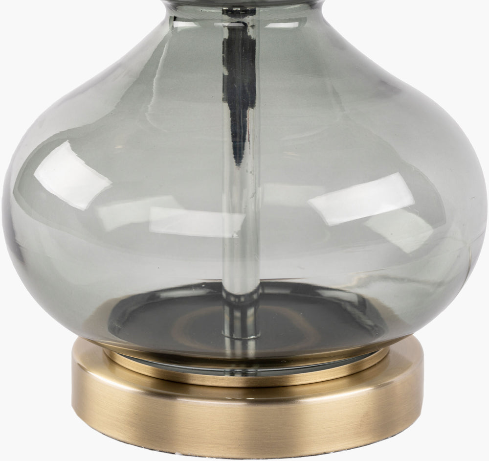 Surya Volcano 25" Traditional Accent Table Lamp - Stylish Glass Shade & Adjustable Lighting Ambiance Body, Charcoal,Base, Gold,Shade, White,Finial, Gold,Harp, Metallic ,Brass,Cord, Translucent Glass,Iron,Linen,Polyester,Iron Vlc-001