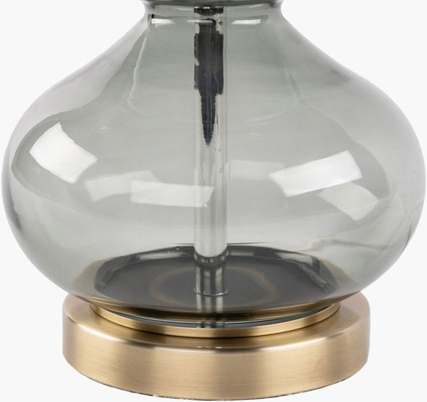 Surya Volcano 25" Traditional Accent Table Lamp - Stylish Glass Shade & Adjustable Lighting Ambiance Body, Charcoal,Base, Gold,Shade, White,Finial, Gold,Harp, Metallic ,Brass,Cord, Translucent Glass,Iron,Linen,Polyester,Iron Vlc-001