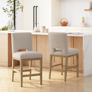 English Elm Christopher Knight Home® - 27 Inch Counter Stools Set of 2 Wheat Fabric, Ergonomic L-Back Support, Modern Breathable Upholstery, Easy Assembly 72489.00WHEAT