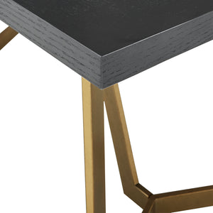 Homelegance By Top-Line DuBose Black and Distressed Gold Finish Dining Table Black Wood