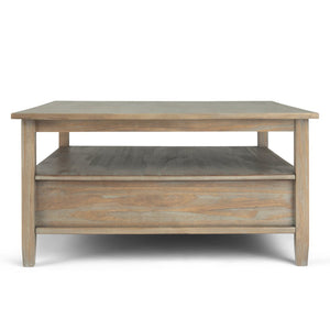 English Elm Warm Handcrafted Square Coffee Table - Distressed Grey With Storage & Shaker Style Charm B136P159735-GIGA