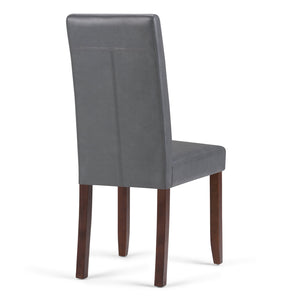 English Elm Acadian Parson Dining Chair Set Of 2 - Elegant Stone Grey Vegan Leather With Solid Wood Legs B136P159797