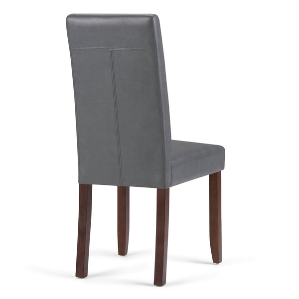 English Elm Acadian Parson Dining Chair Set Of 2 - Elegant Stone Grey Vegan Leather With Solid Wood Legs B136P159797