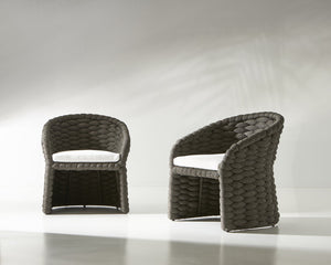 Bernhardt Bernhardt Salinas Arm Chair — Curvaceous Aluminum Outdoor Lounge With Sock-Knit Weave & Plush Pillow Comfort X10549