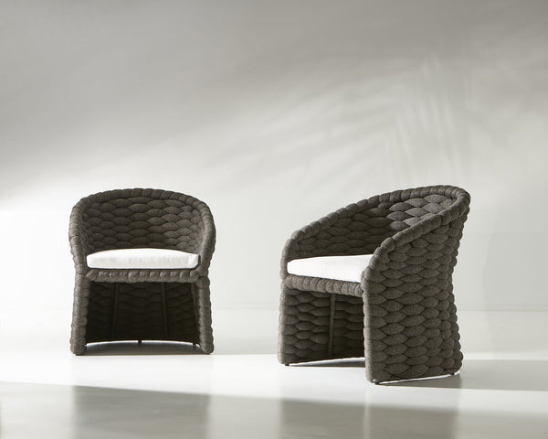 Bernhardt Bernhardt Salinas Arm Chair — Curvaceous Aluminum Outdoor Lounge With Sock-Knit Weave & Plush Pillow Comfort X10549