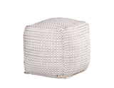 English Elm Steve Silver - Hakim - Square Handwoven Woolen Pouf - White