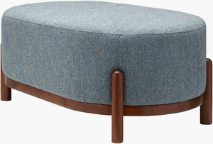 Surya Valek Ottoman - Elegant 20"H X 30"W X 48"D Soft Upholstered Furniture For Comfort & Style Upholstery, Blue,Base, Brown Polyester,Rubber Wood,Polyester Wrapped Foam,Polyester,Polyfill Vlk001-183048