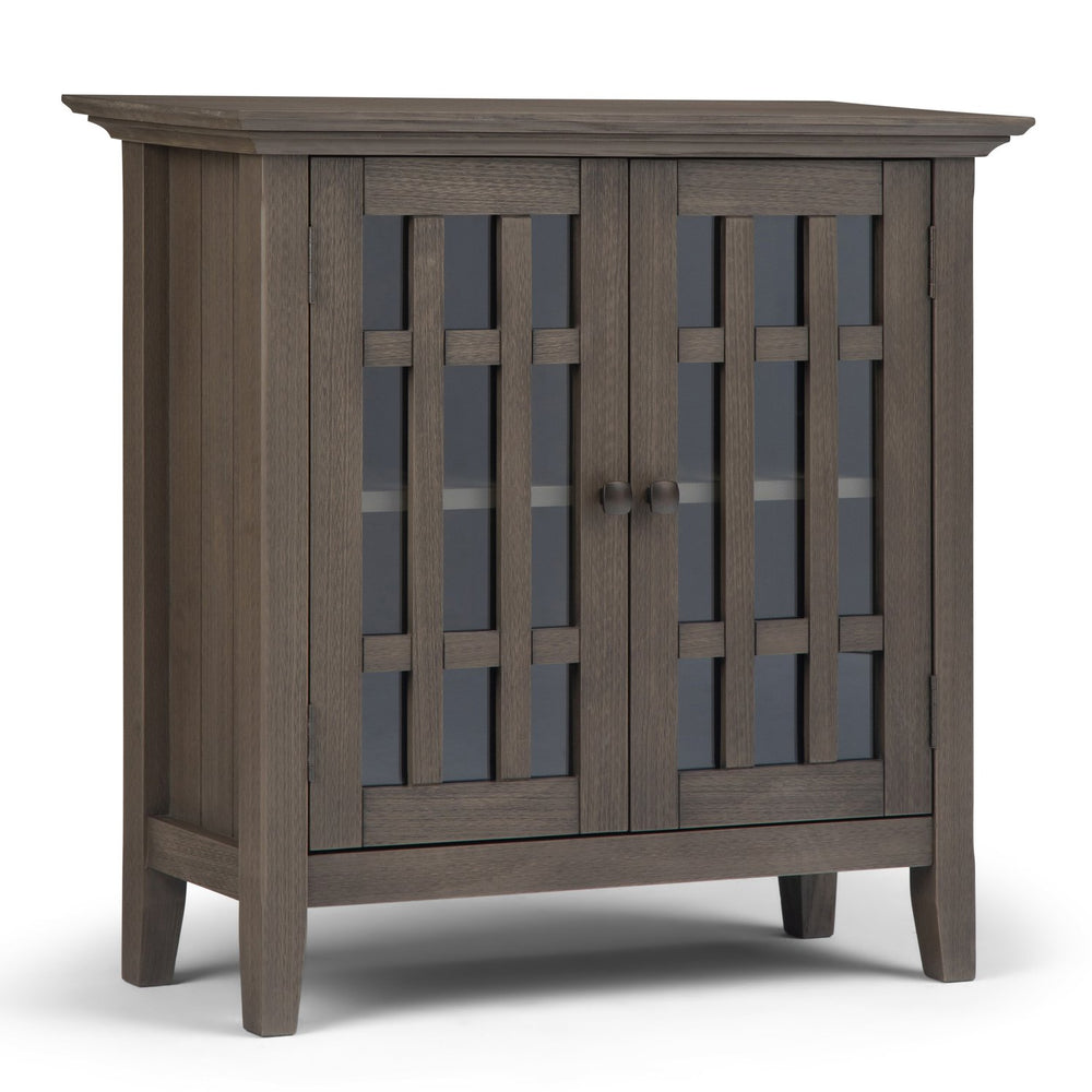 English Elm Bedford Low Storage Media Cabinet - Rustic Farmhouse Grey With Glass Doors & Adjustable Shelves B136P158477