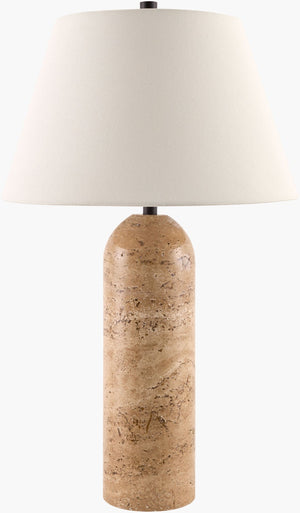 Surya Vallin Industrial Metal Base Table Lamp with Linen Shade for Bedroom or Living Room VLLN-001