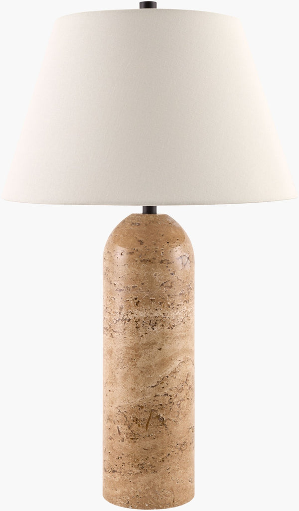 Surya Vallin Industrial Metal Base Table Lamp with Linen Shade for Bedroom or Living Room VLLN-001