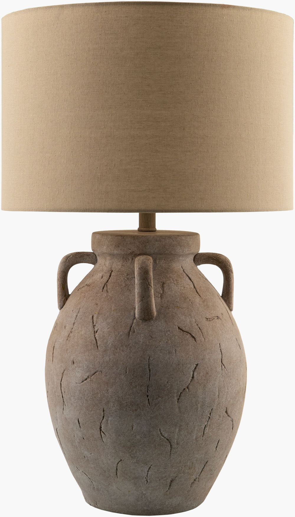 Surya Valmont 29" Ceramic Accent Table Lamp With Elegant Linen Shade For Rustic & Traditional Decor Body, Gray,Shade, Wheat,Finial, Gray,Harp, Metallic ,Nickel,Cord, Translucent Ceramic,Linen,Polyester,Resin Vlm-002
