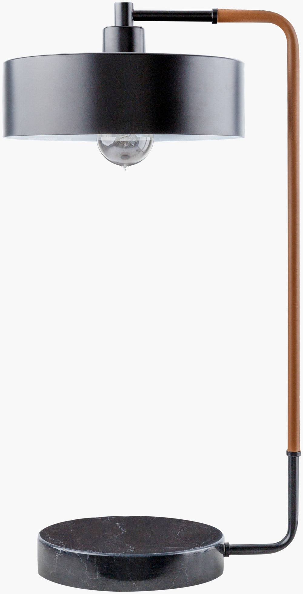 Surya Valo Industrial Rustic Accent Table Lamp – 24"H Metal Design Perfect For Home Decor & Reading Nooks Body, Black,Base, Black,Shade (Outside), Black,Shade (Inside), White,Cord, Translucent Iron,Metal,Metal Vlo-001