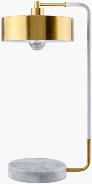 Surya Valo Industrial Rustic Accent Table Lamp – 24"H Metal Design Perfect For Home Decor & Reading Nooks Body, Gold,Base, White,Shade (Outside), Gold,Shade (Inside), White,Cord, Translucent Iron,Metal,Metal Vlo-002