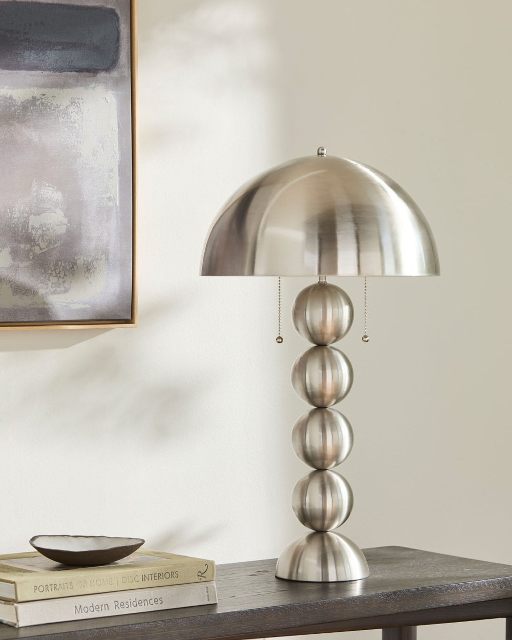 Surya Vellon Metal Base Felt Shade Table Lamp Mid-century Modern for Living Room or Desk VLON-001