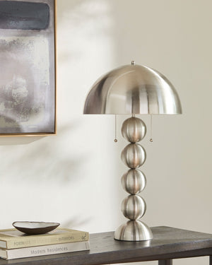 Surya Vellon Metal Base Felt Shade Table Lamp Mid-century Modern for Living Room or Desk VLON-001