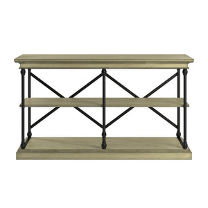 Homelegance By Top-Line Miranda Cornice Iron and Wood Entryway Console Table Ivory White Wood