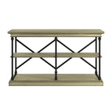 Homelegance By Top-Line Miranda Cornice Iron and Wood Entryway Console Table Ivory White Wood