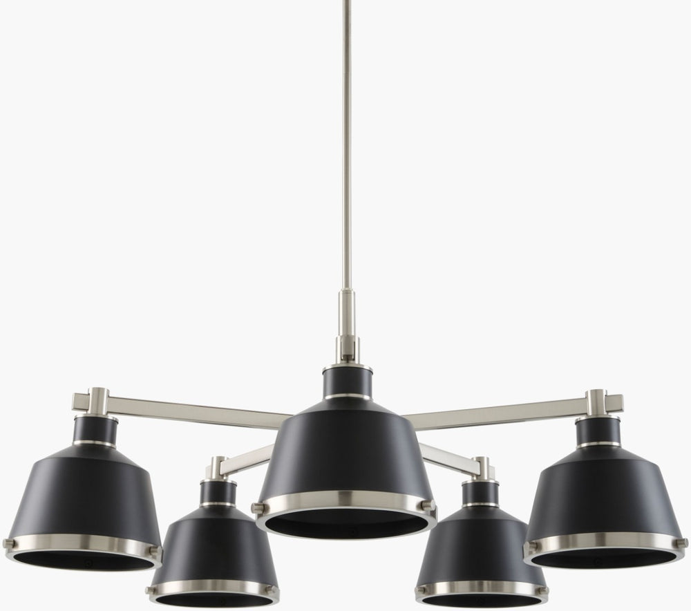 Surya Valente Wide Metal Chandelier Industrial Rustic Dining Room Loft Statement Fixture VLTE-029
